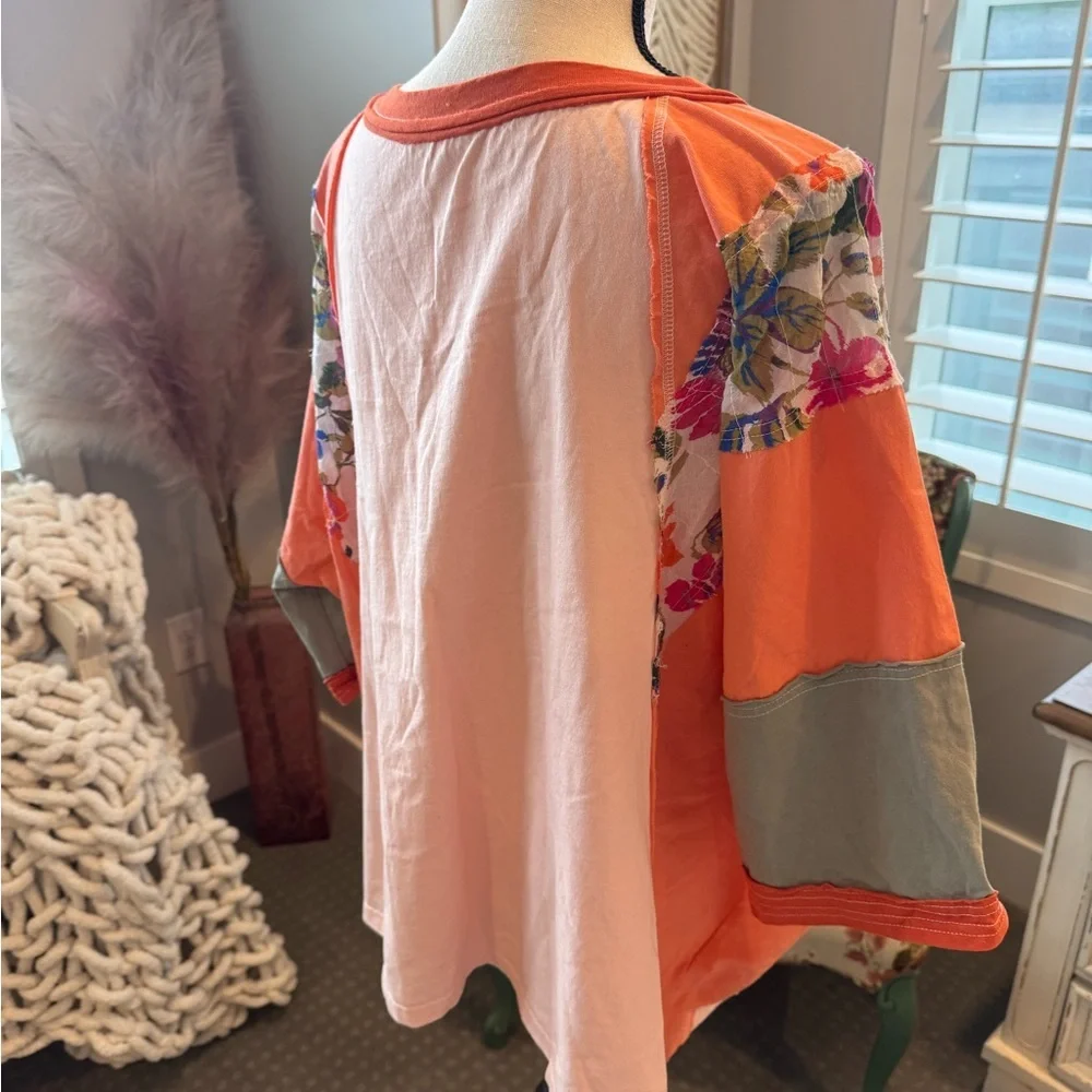 Womens Easel Boho Patchwork Floral Sleeve Top size 2X - Picture 3 of 5
